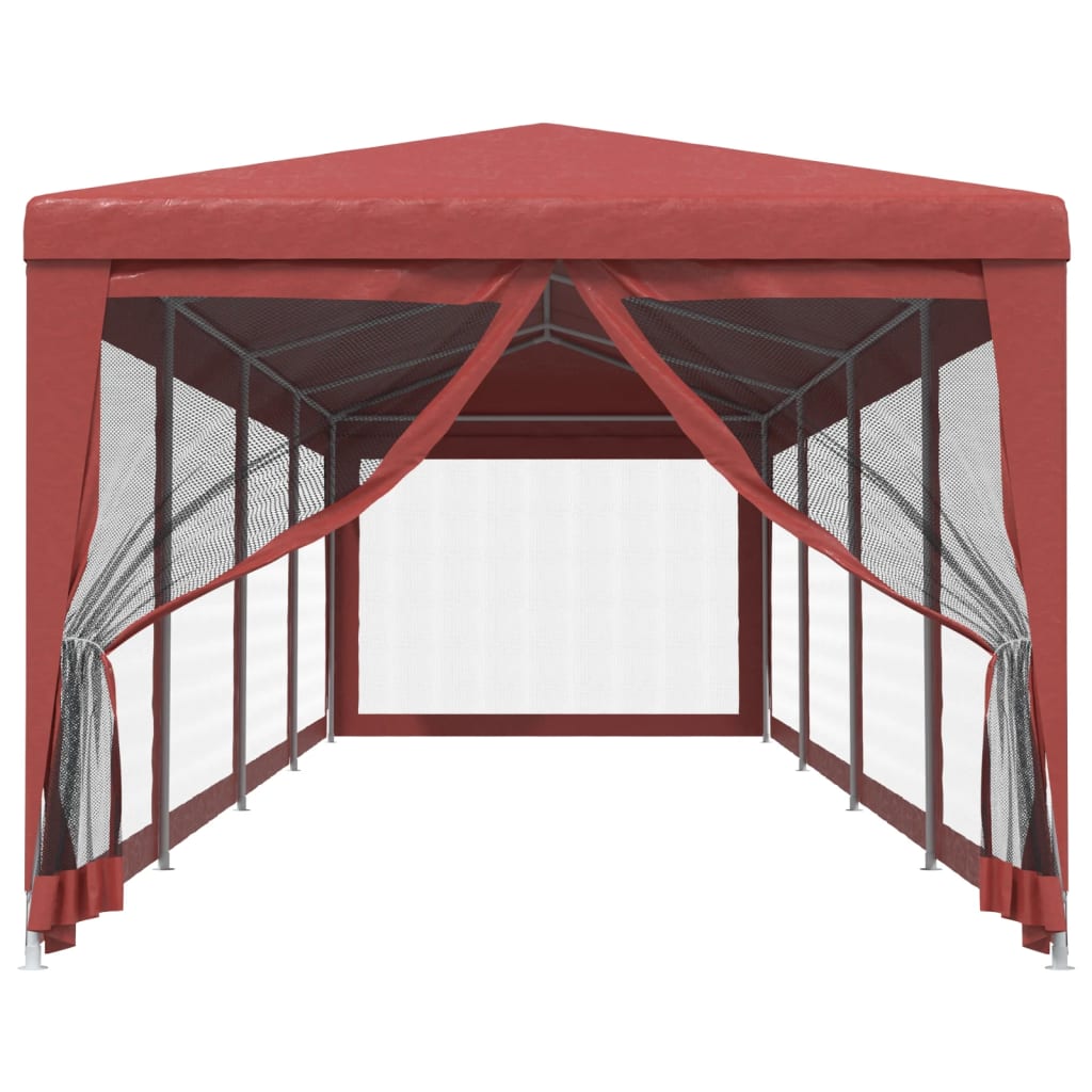 Tienda de fiesta Vidaxl con 10 paredes laterales de malla 3x12 M HDPE RED