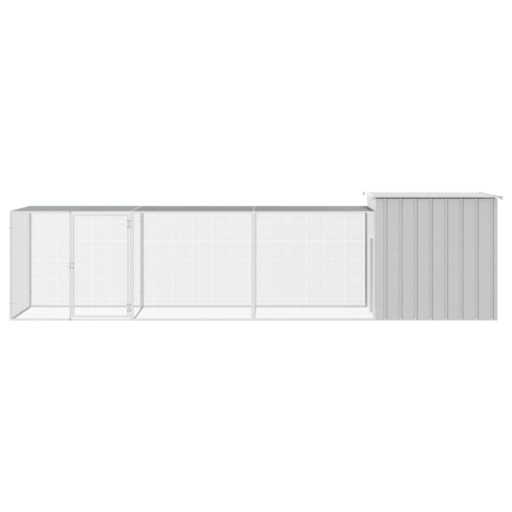 Vidaxl Chicken Coop 400x91x100 cm de acero galvanizado gris