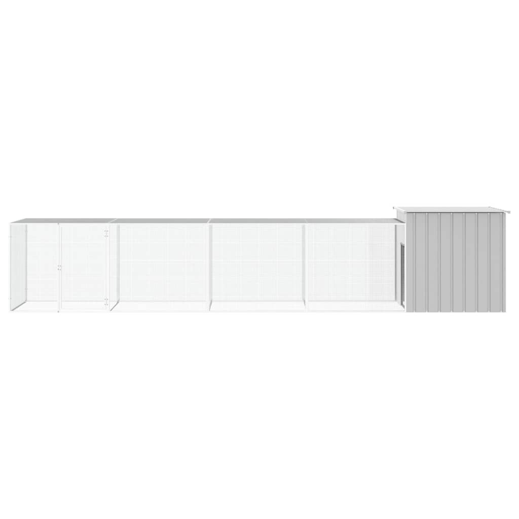 Vidaxl Chicken Coop 500x91x100 cm de acero galvanizado gris