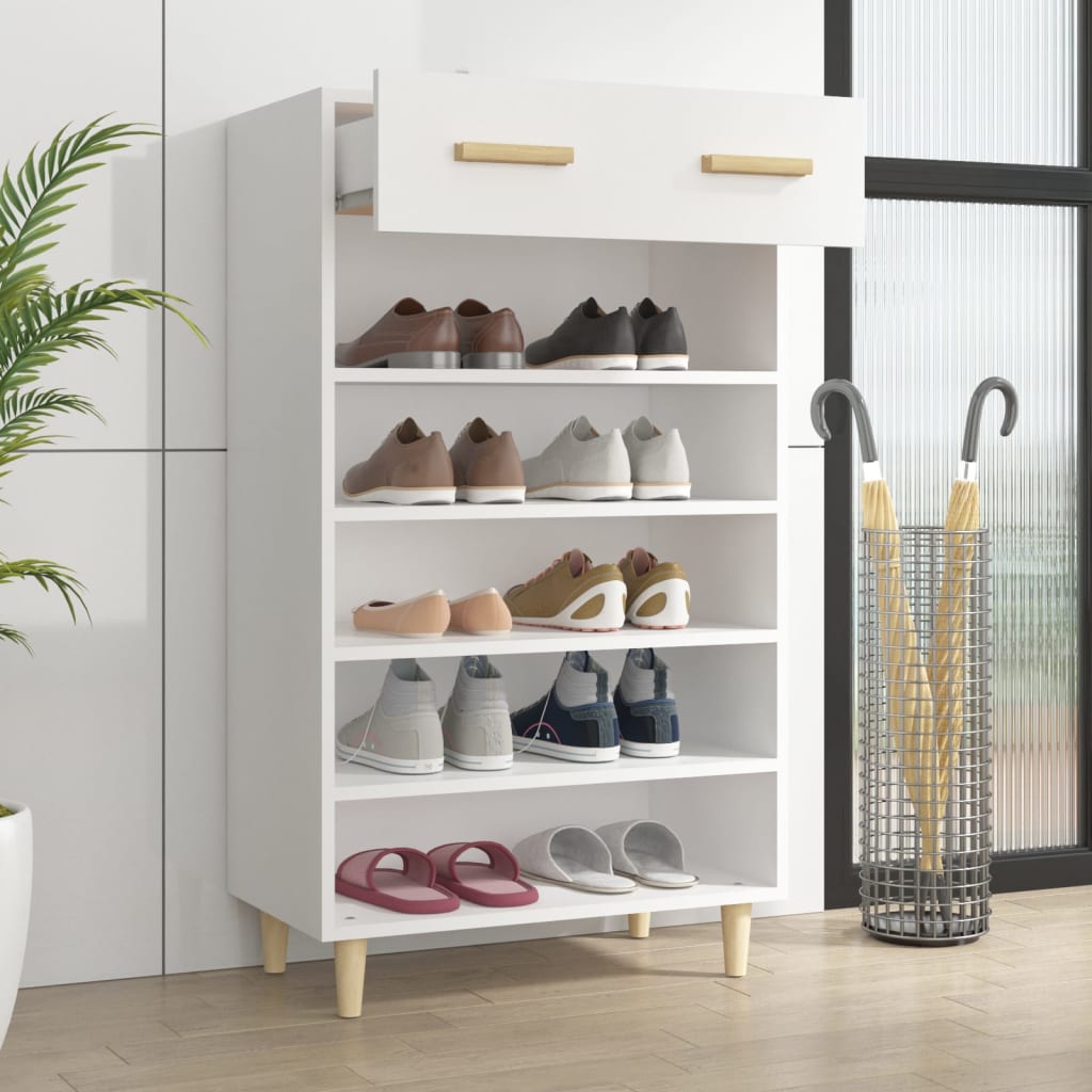 Gabinete de zapatos Vidaxl 60x35x105 cm de madera propiedad de blanco