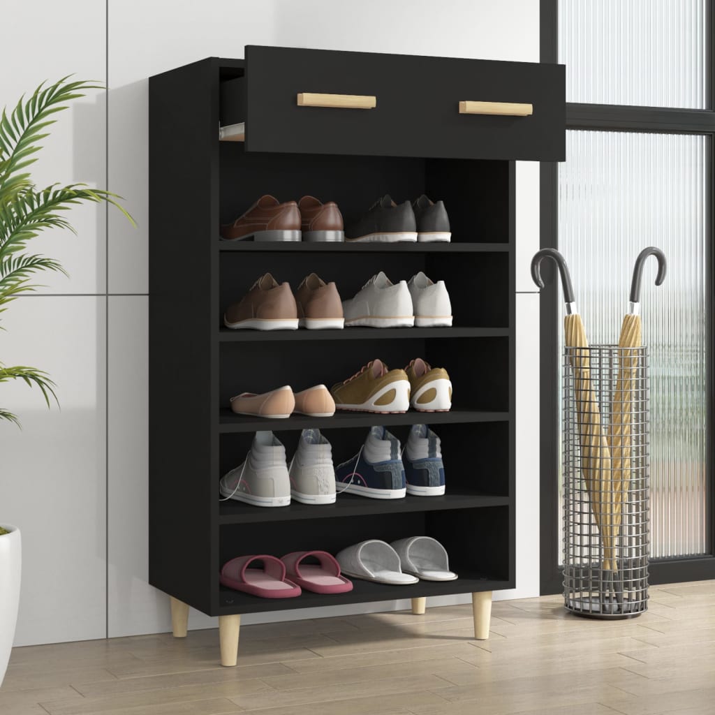 Vidaxl Cabinet da scarpe 60x35x105 cm Proprieted Black
