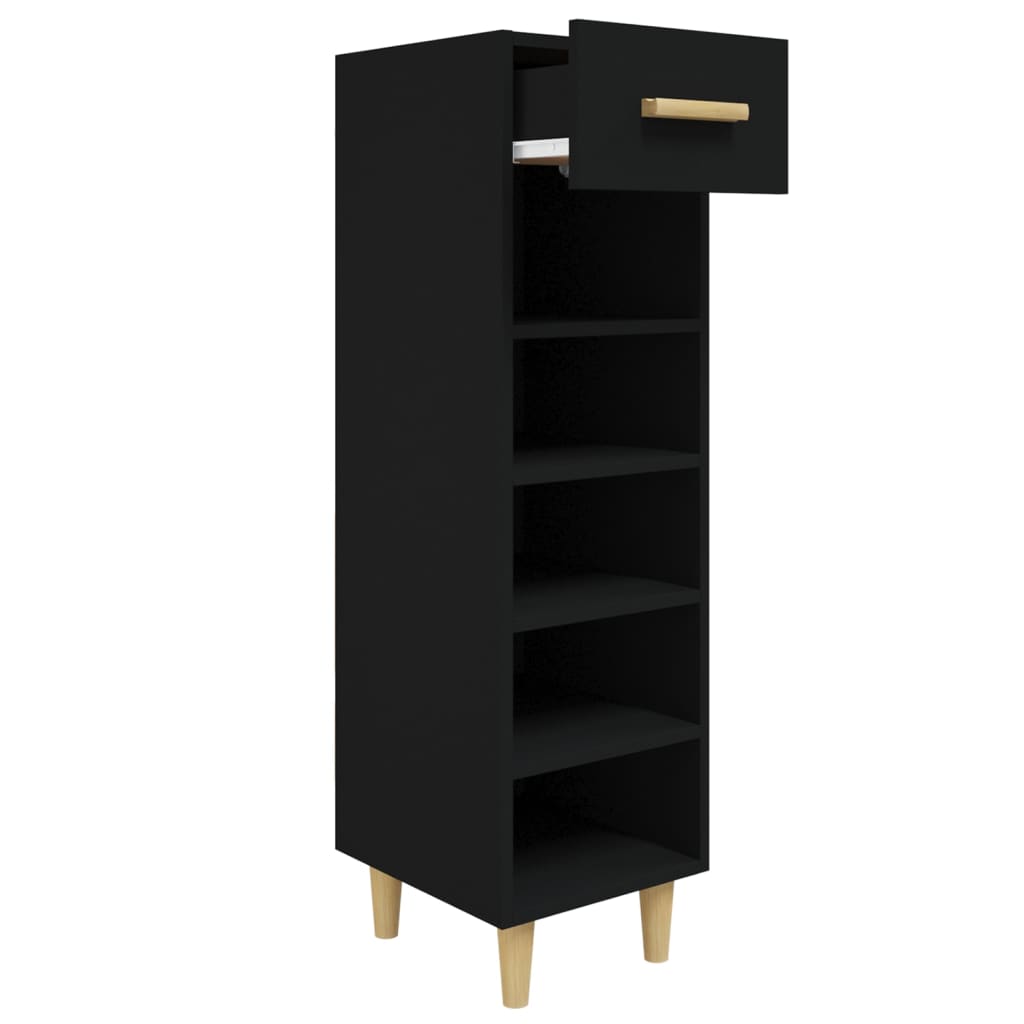 Gabinete de zapatos Vidaxl 30x35x105 cm de madera propiedad de negro