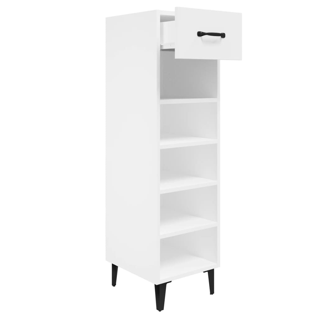 Gabinete de zapatos Vidaxl 30x35x105 cm de madera propiedad de blanco