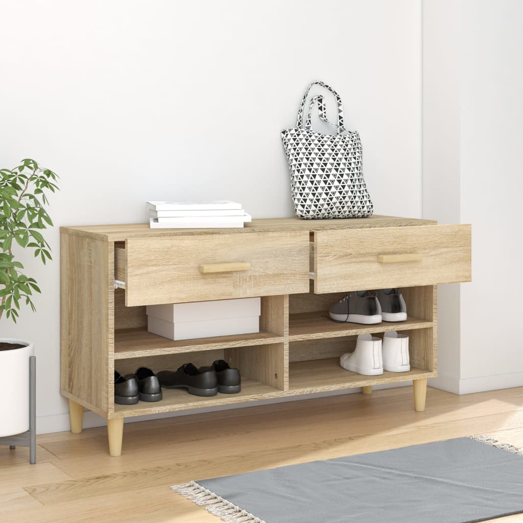 Gabinete de zapatos Vidaxl 102x35x55 cm de madera propiedad de Oak de Oak