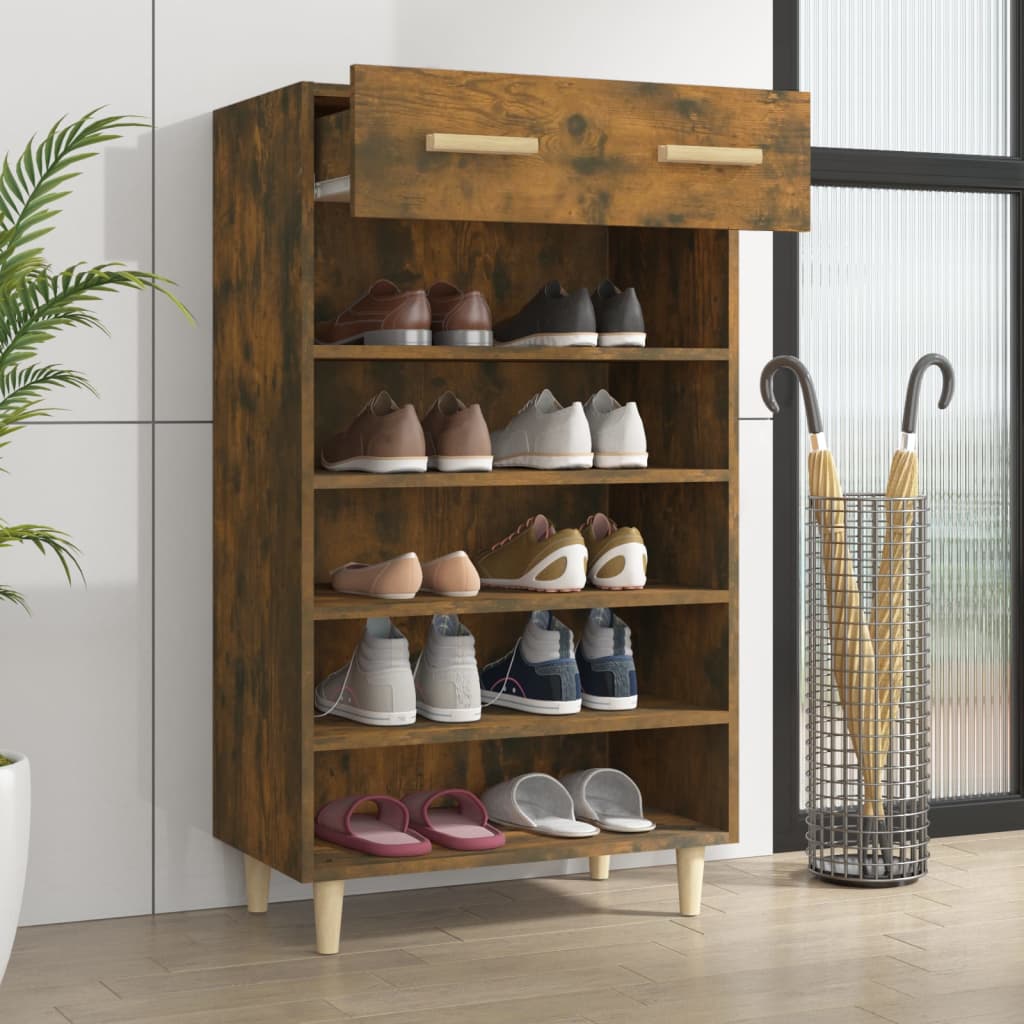 Vidaxl schoenenkast 60x35x105 cm bewerkt hout gerookt eikenkleurig