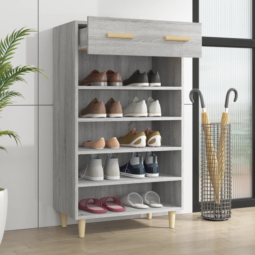 Vidaxx zapatero 60x35x105 cm madera contrachapada color roble sonoma gris