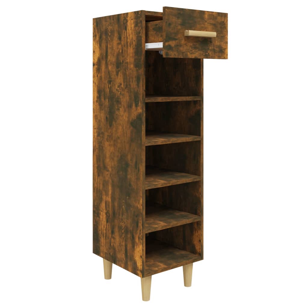 Gabinete de zapatos Vidaxl 30x35x105 cm de madera propiedad de roble ahumado