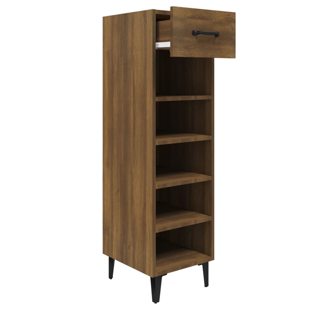 Gabinete de zapatos Vidaxl 30x35x105 CM Color de roble marrón de madera propiedad