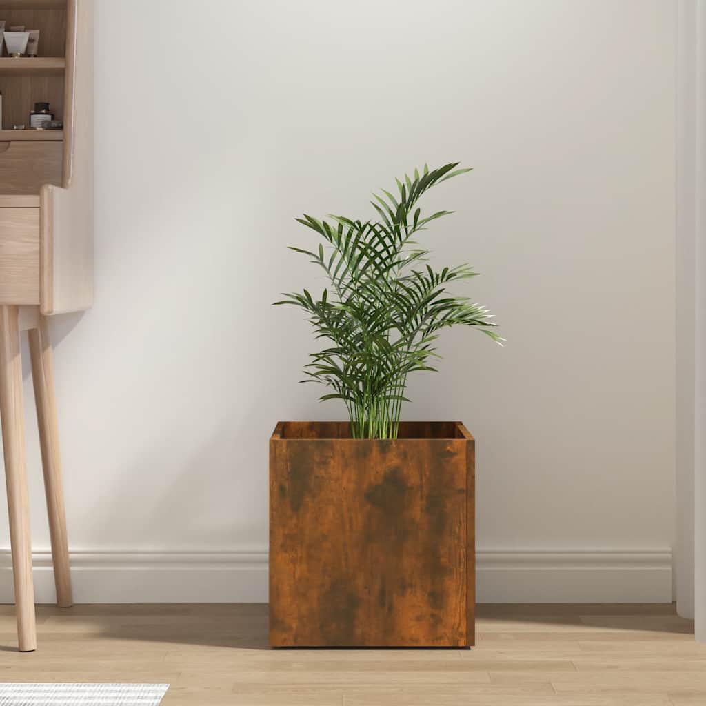 Vidaxl Planter Big 40x40x40 cm de madera producida de roble ahumado coloreado