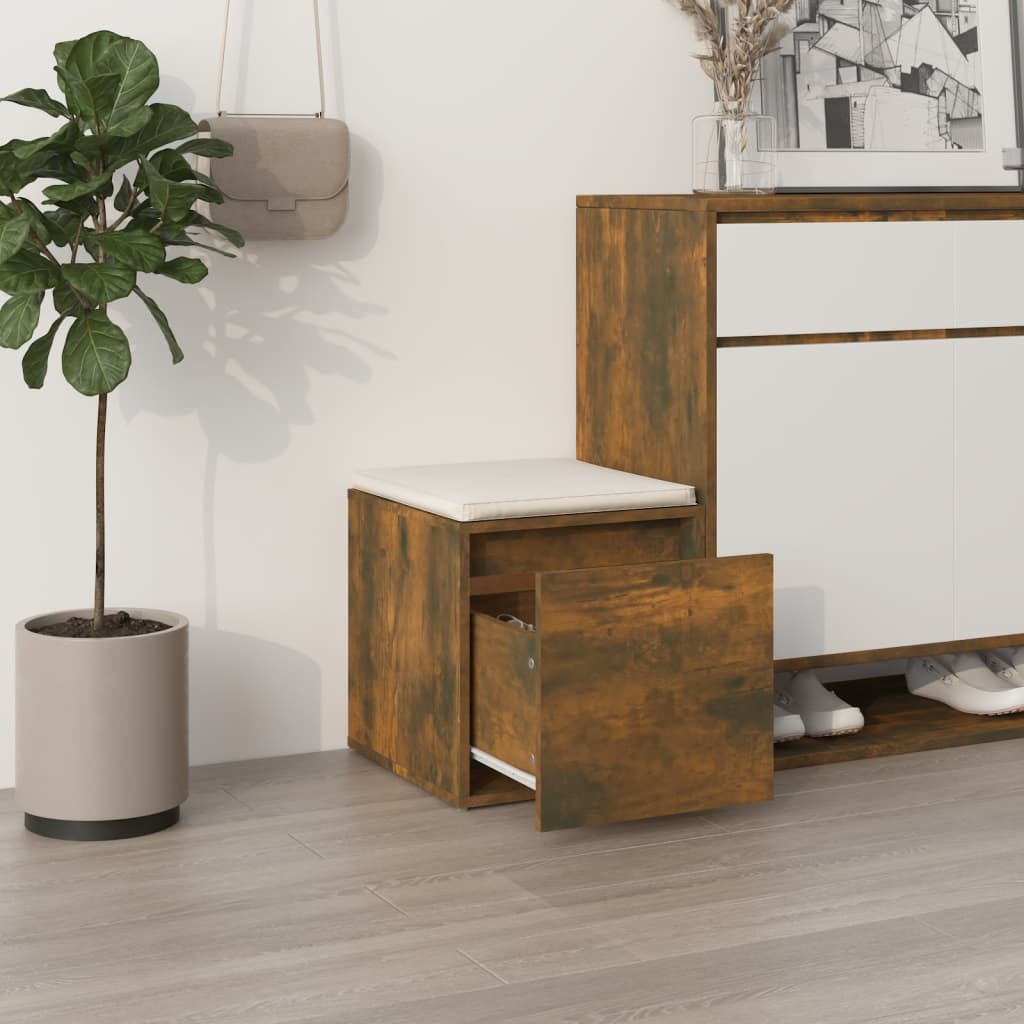 Caja de almacenamiento de Vidaxl con cajón 40.5x40x40 cm de madera propiedad de roble ahumado