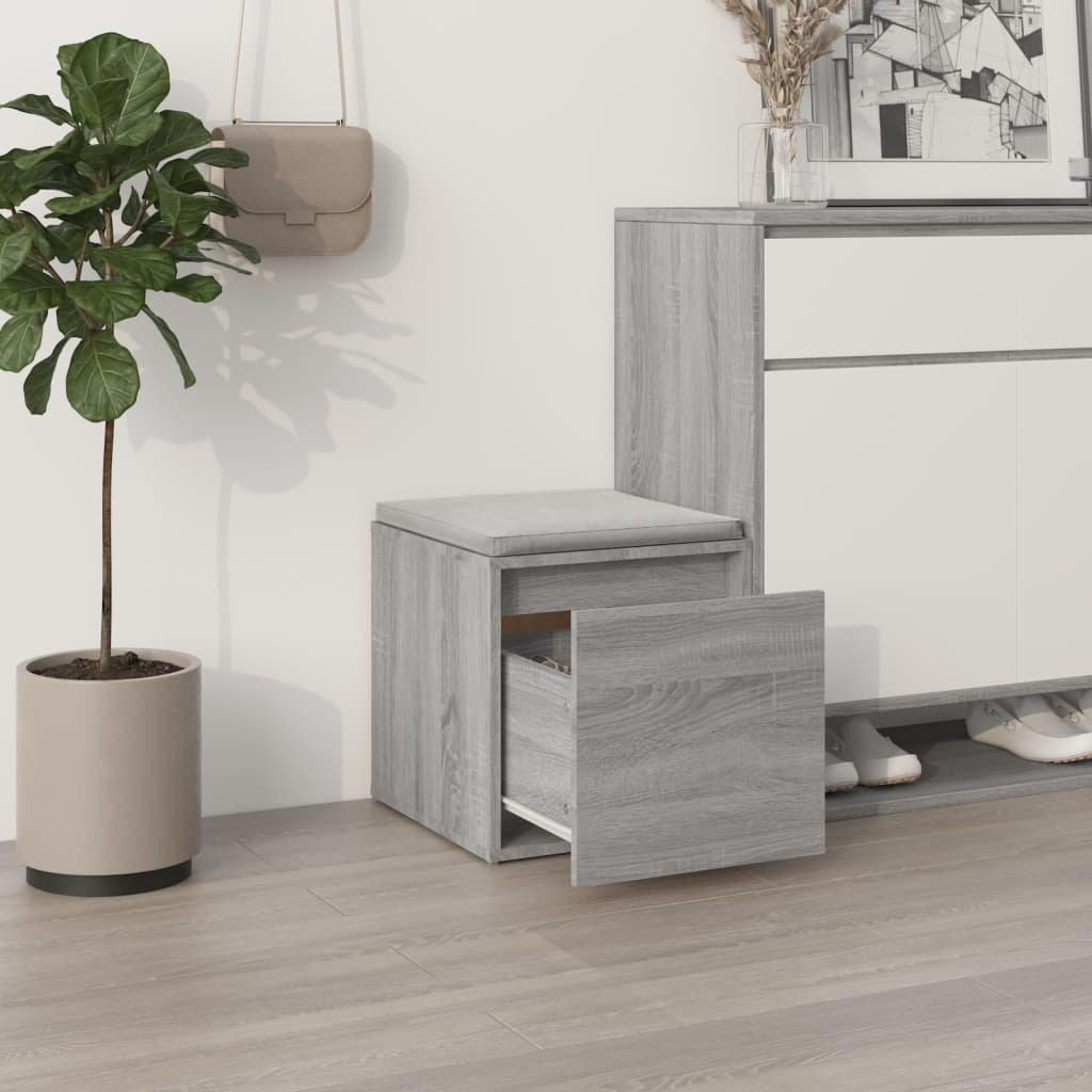 Caja de almacenamiento de Vidaxl con cajón 40.5x40x40 cm de madera procesada Grey Sonoma Oak