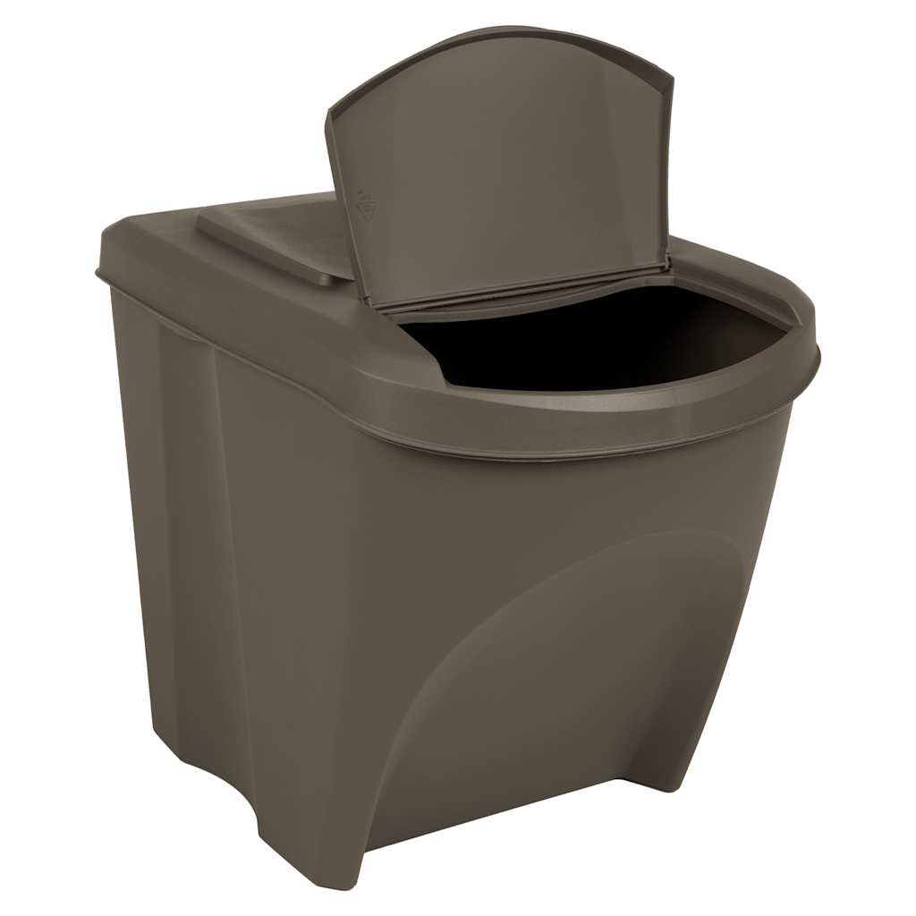 Latas de basura de Vidaxl 3 st apilable 75 l polypropene gris