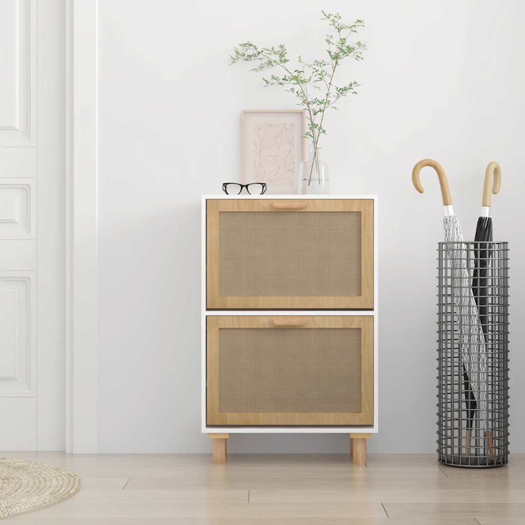 Gabinete de zapatos Vidaxl 52x25x80 cm Madera procesada y, por supuesto, Rattan White