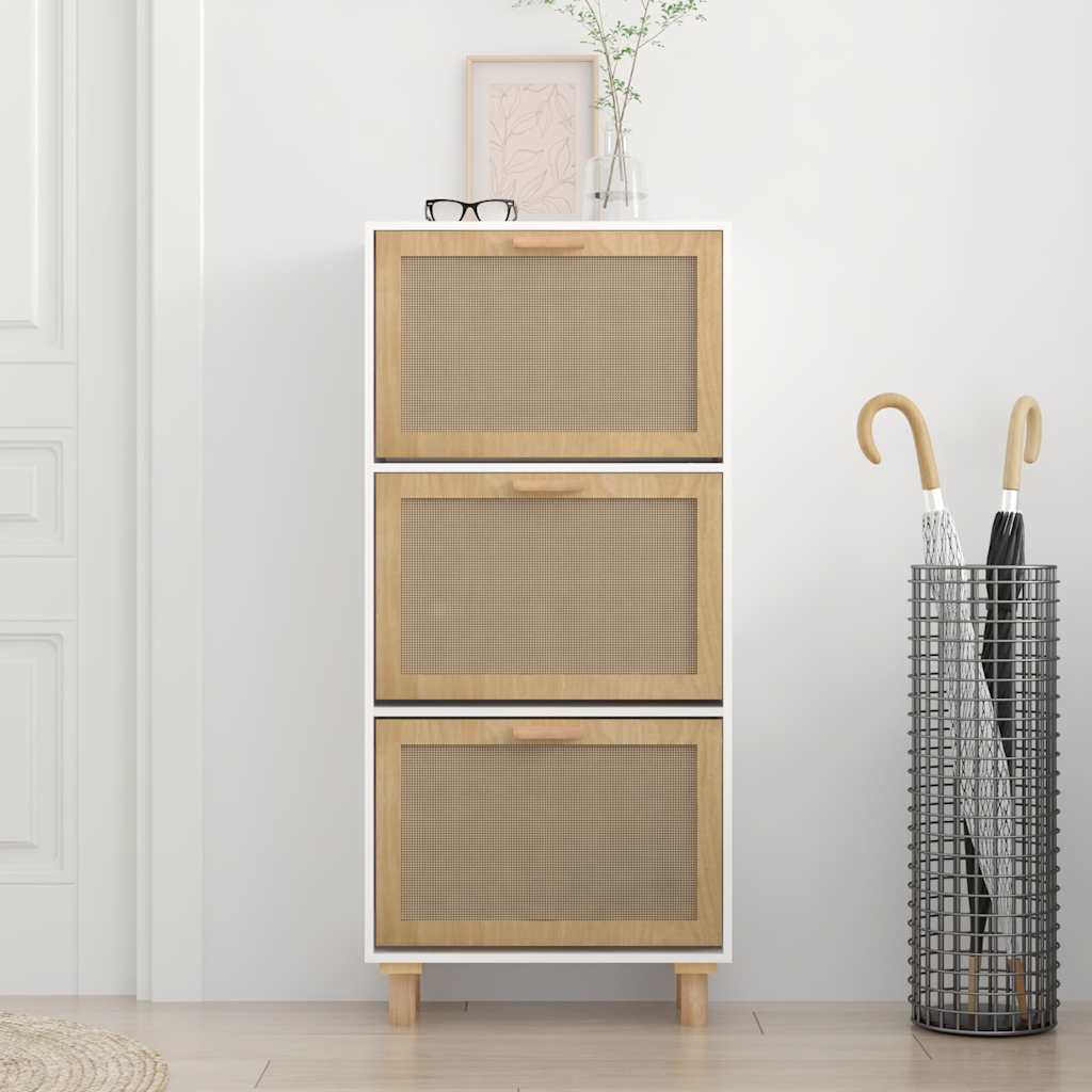 Gabinete de zapatos Vidaxl 52x25x115 cm Madera procesada y, por supuesto, Rattan White