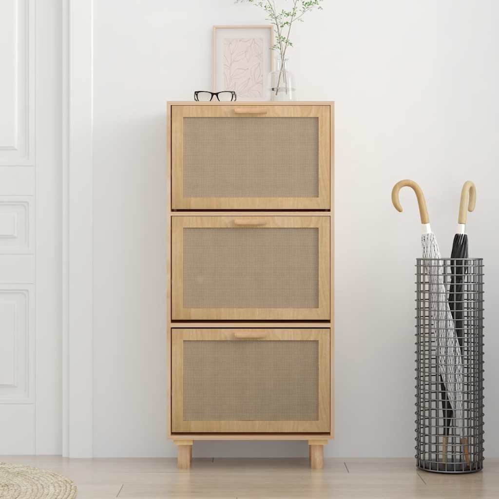Gabinete de zapatos Vidaxl 52x25x115cm Madera procesada Rattan Natural Brown