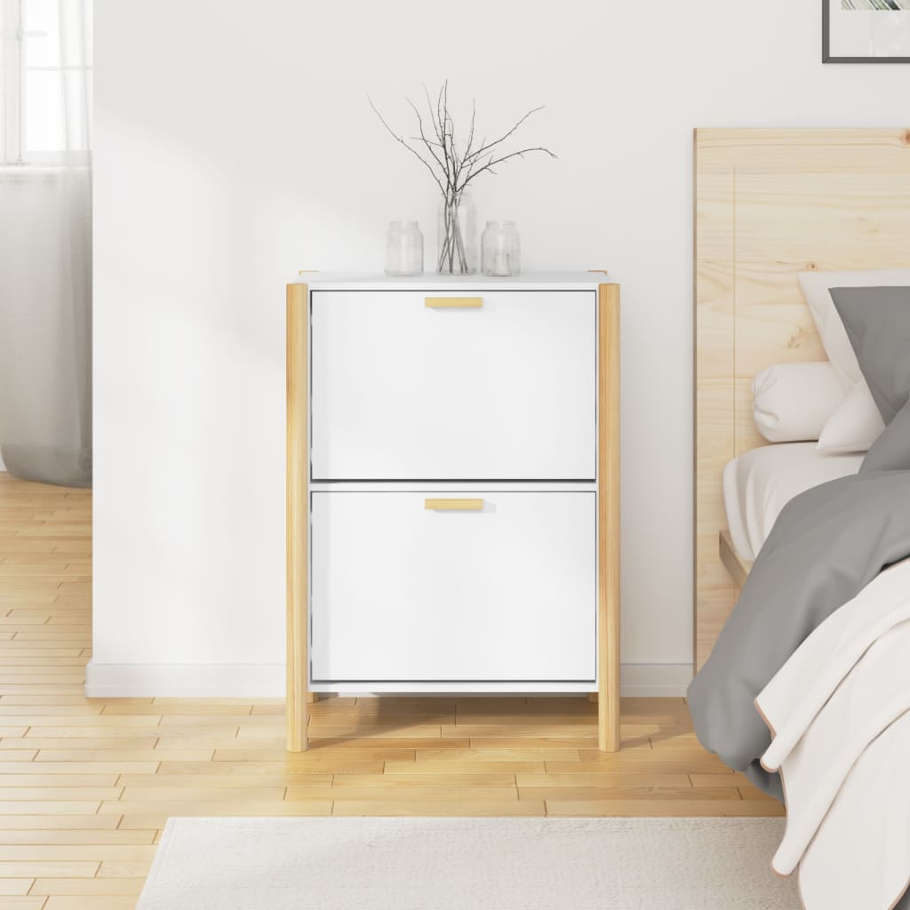 Gabinete de zapatos Vidaxl 57.5x33x80 cm de madera procesada blanca