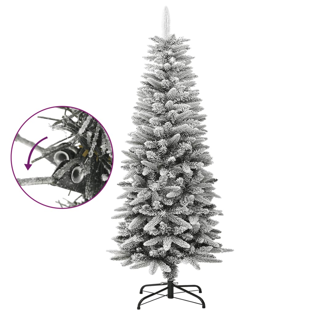 Vidaxl Kunstkerstboom con nieve estrecha de 120 cm PVC y PE