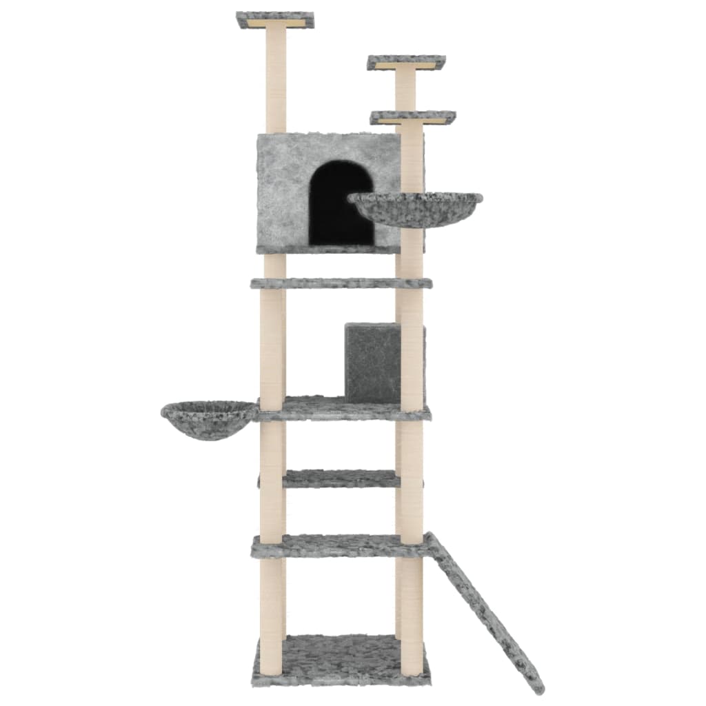 Muebles de gato de Vidaxl con postes de rascado de sisal 191 cm de gris claro
