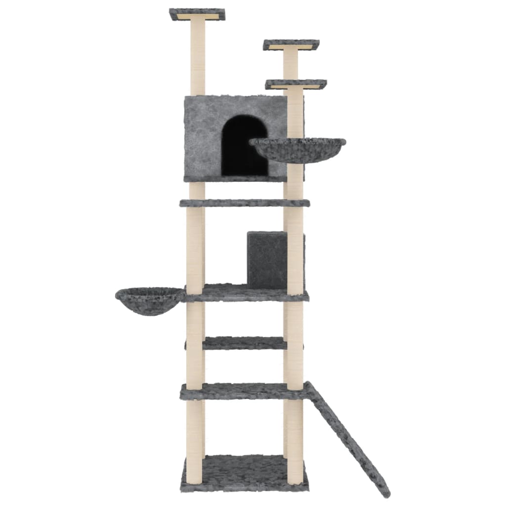 Muebles de gato de Vidaxl con postes de rascado de sisal 191 cm de gris oscuro