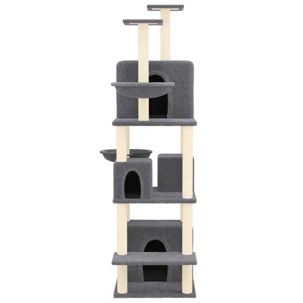 Muebles de gato de Vidaxl con postes de rascado de sisal 180 cm de gris oscuro