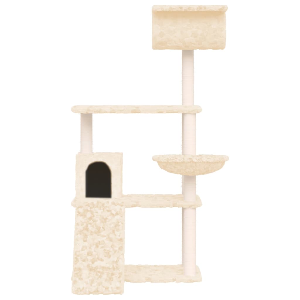 Muebles de gato de Vidaxl con postes de rascado de sisal 131 cm de crema