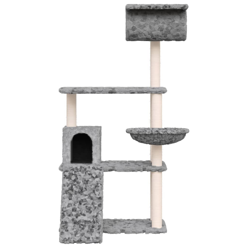 Muebles de gato de Vidaxl con postes de rascado de sisal 131 cm de gris claro