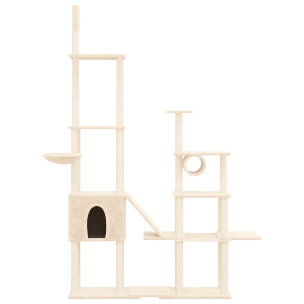 Muebles de gato de Vidaxl con postes de rascado de sisal de 279 cm de crema