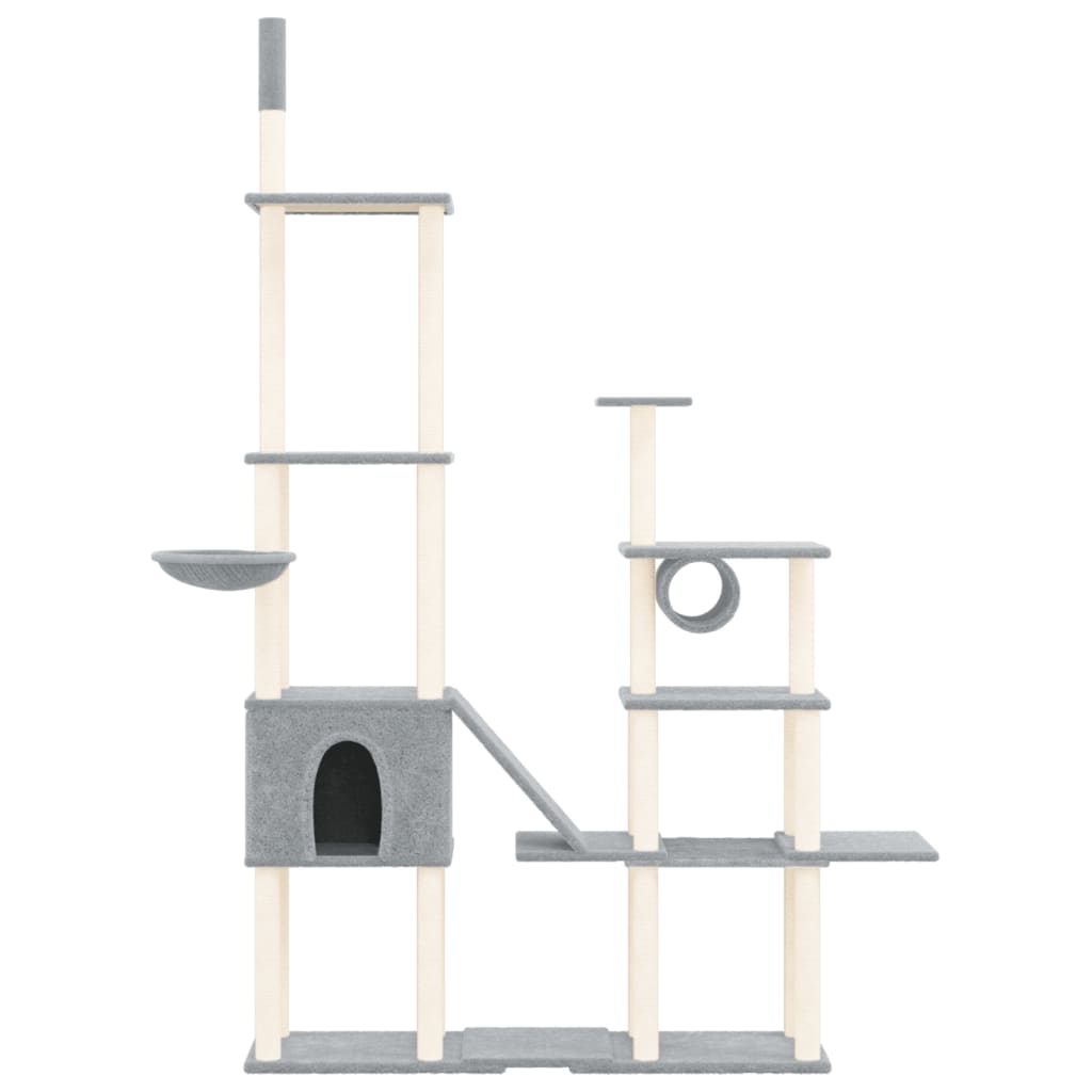 Muebles de gato de Vidaxl con postes de rascado de sisal 279 cm de gris claro