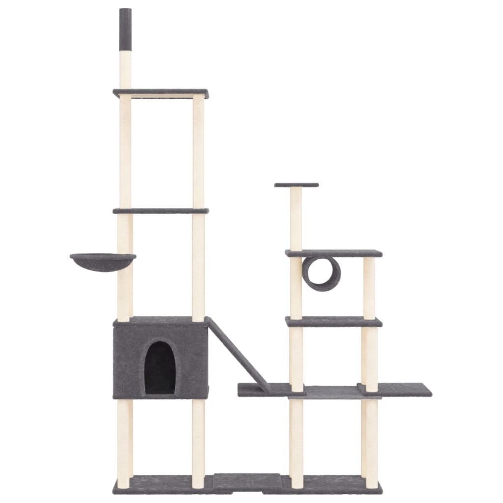 Muebles de gato de Vidaxl con postes de rascado de sisal 279 cm de gris oscuro