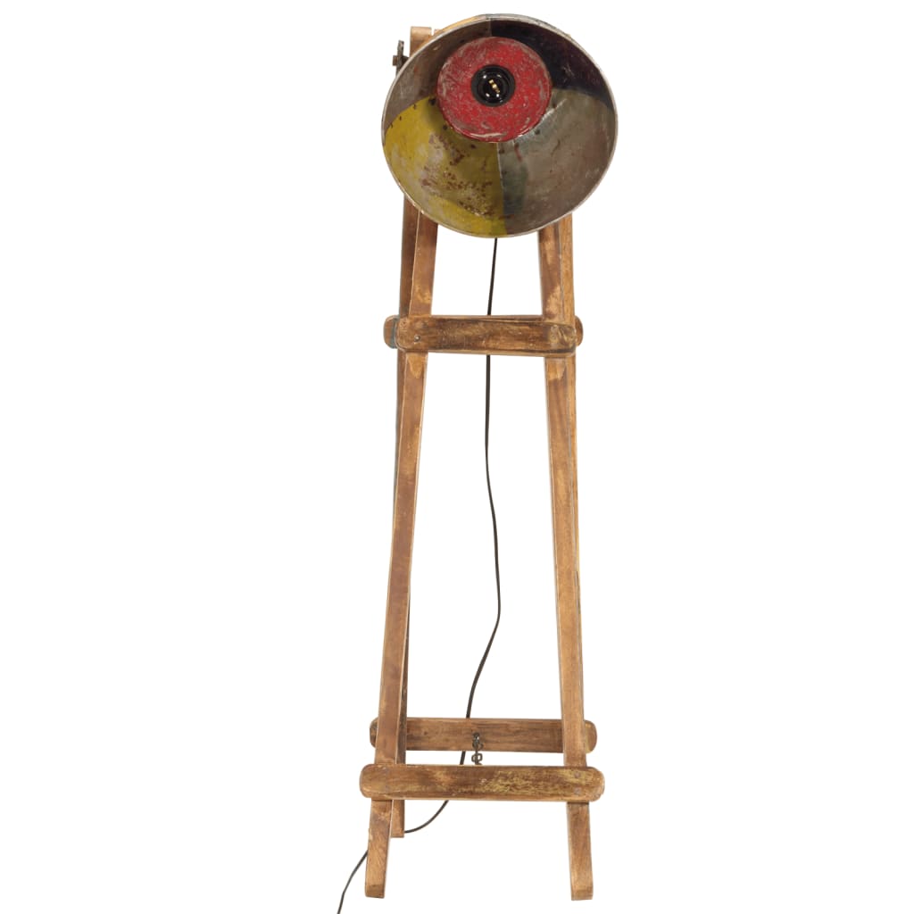 VidaXL lámpara de pie E27 madera maciza de mango multicolor