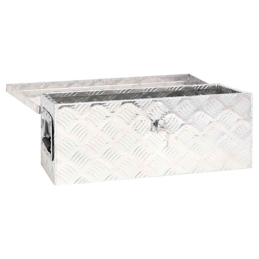 Vidaxl Box de almacenamiento 60x23.5x23 cm de aluminio de color plateado