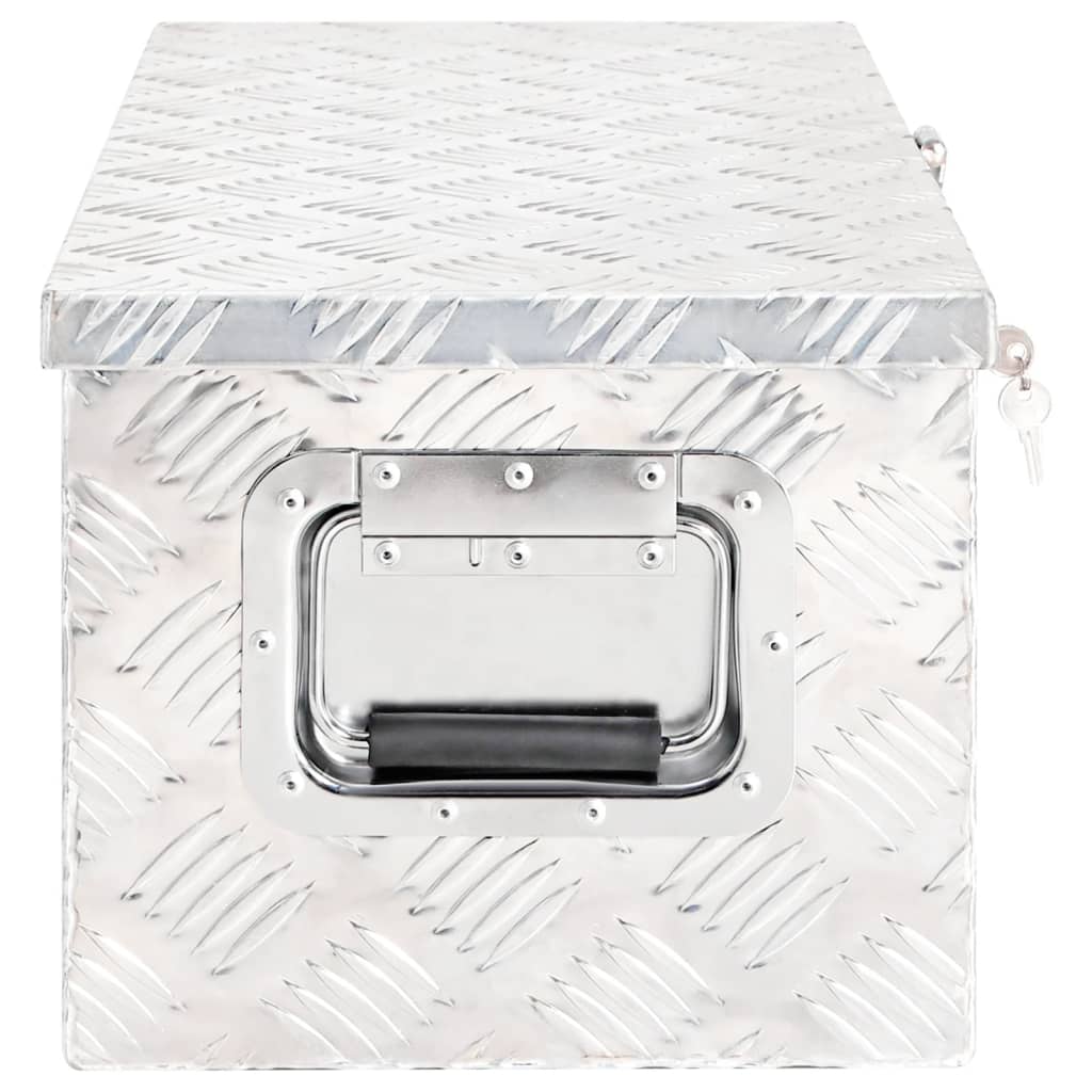 Vidaxl Box de almacenamiento 70x31x27 cm de aluminio de color plateado