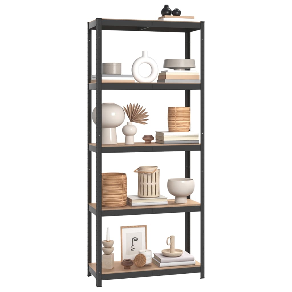 Vidaxl Storage Rack de acero de 5 capas de madera procesada antracita