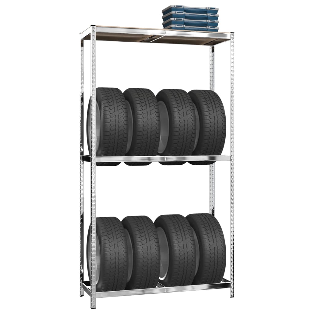 Vidaxl Rack de neumáticos 2 capas 110x40x180 cm de acero coloreado