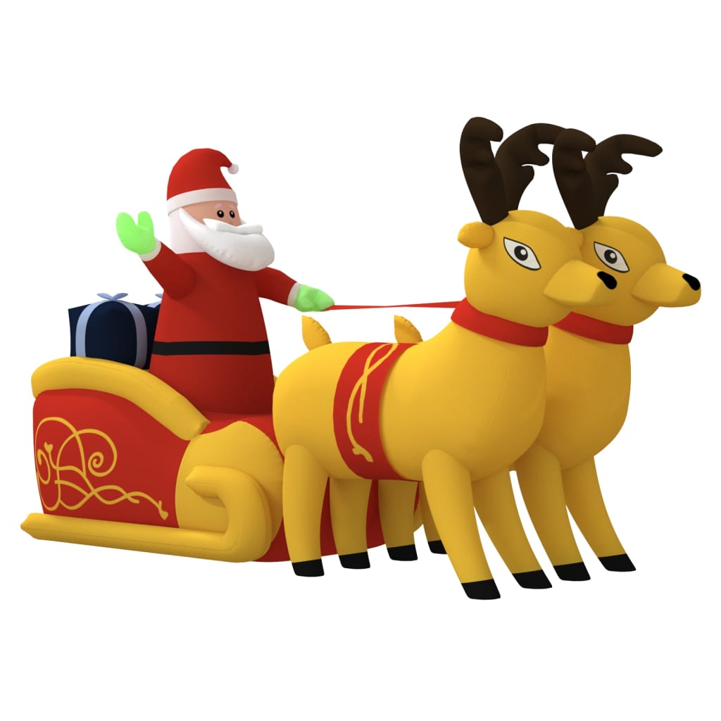 Vidaxl Decorazione natalizia Babbo Natale e renne gonfiabili LED 130 cm