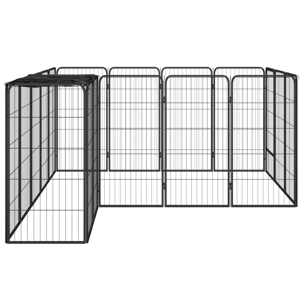 Vidaxl Kennel 18 paneles 50 x 100 cm de polvo -acero negro