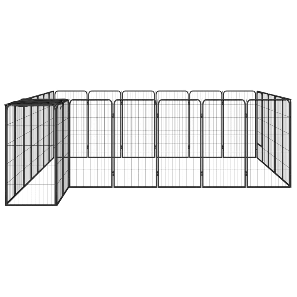 Vidaxl Kennel 26 paneles 50x100 cm de polvo -acero cubierto negro