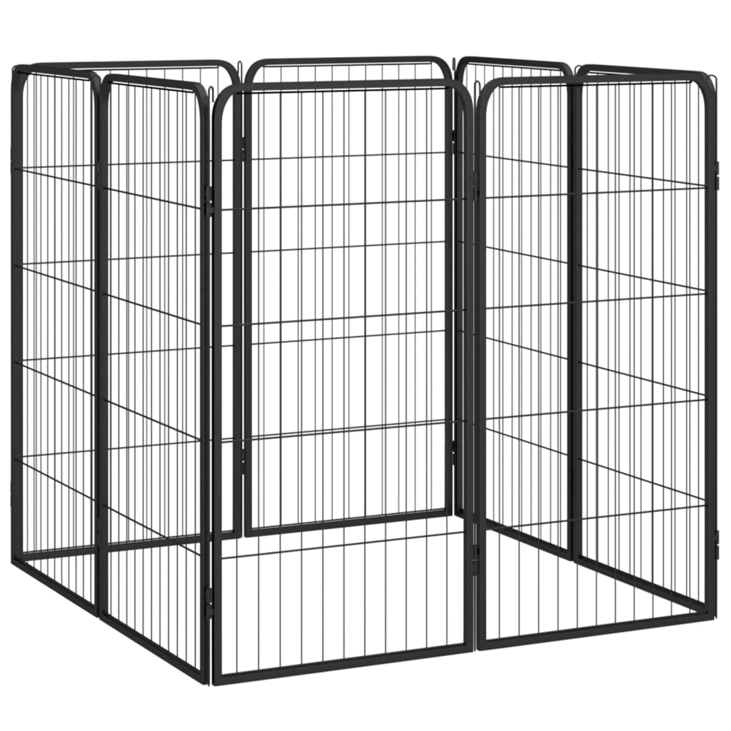 Vidaxl Kennel 8 paneles 50x100 cm de polvo -acero cubierto negro