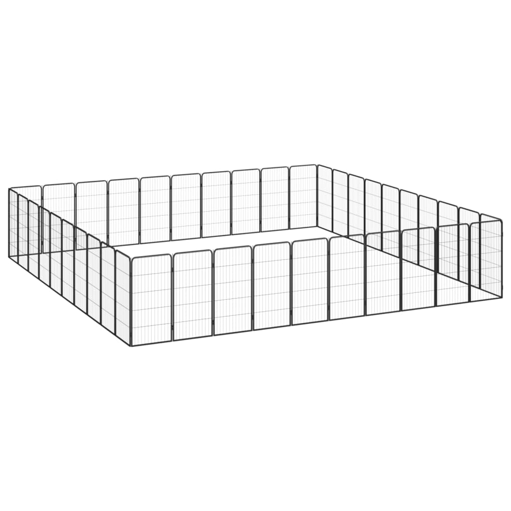 Vidaxl Kennel 40 paneles 50 x 100 cm de polvo -acero negro