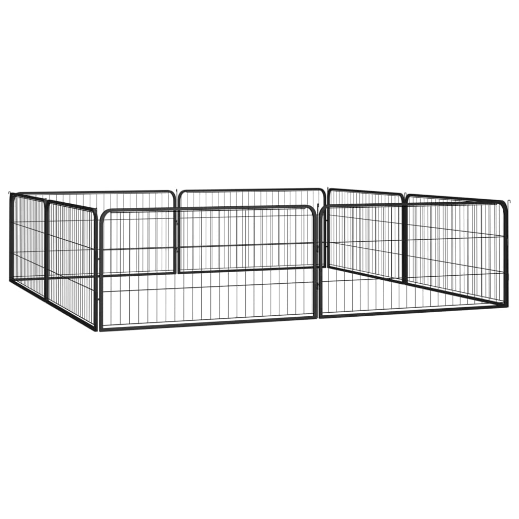Vidaxl Dog Kennel 8 pannelli 100x50 cm in polvere ricoperta di nero
