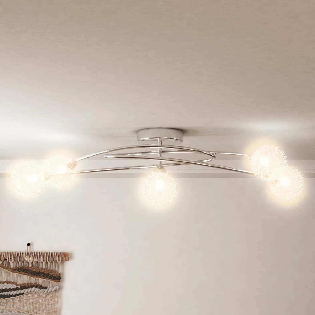 Vidaxl Lampada a soffitto con tappi a filo in mesh 5xg9