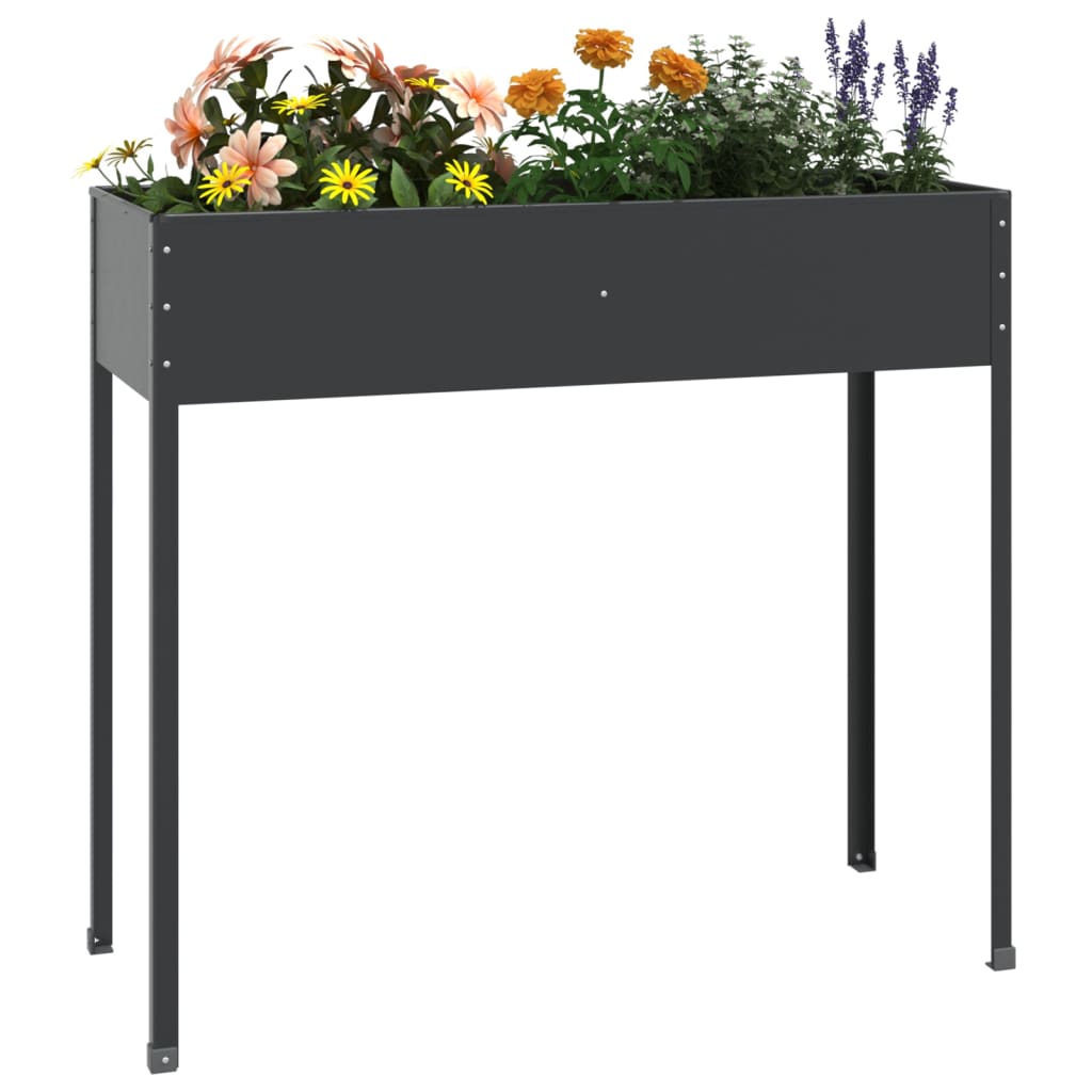 Plantador Vidaxl 100.5x40.5x90 cm Color de antracita de acero galvanizado