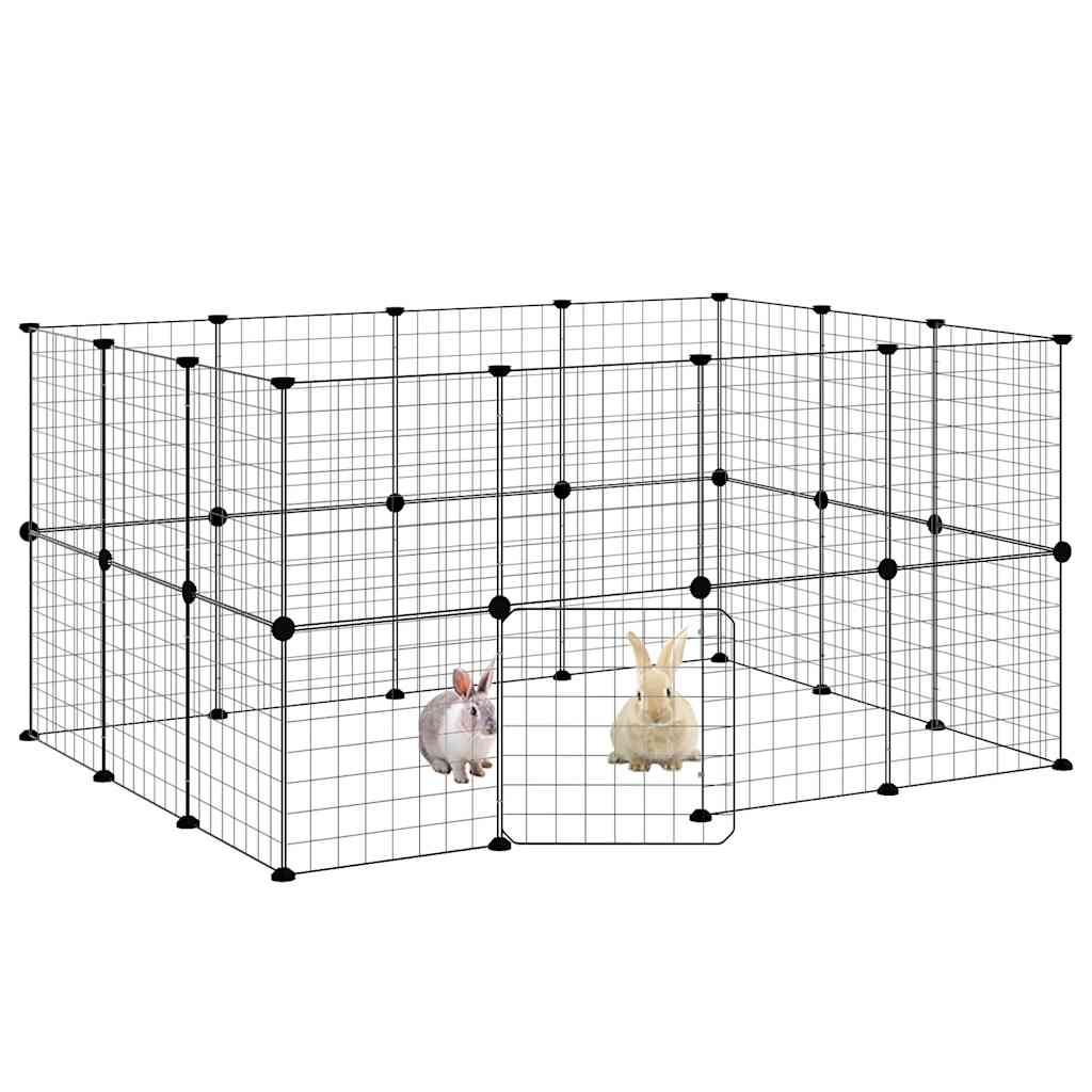 Vidaxl Pets Cage con puerta 28 paneles 35x35 cm de acero negro