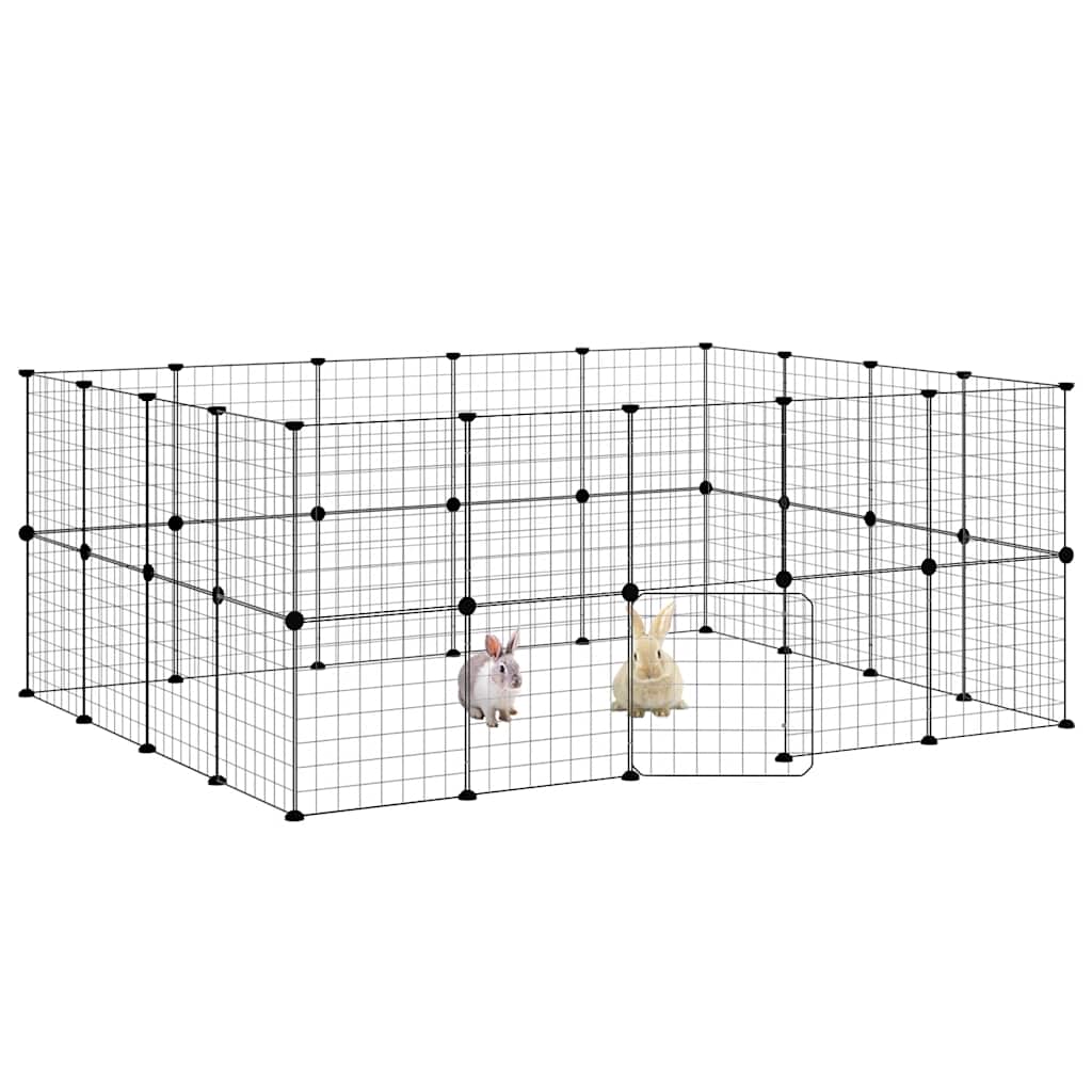 Vidaxl Pets Cage con puerta 36 paneles 35x35 cm de acero negro
