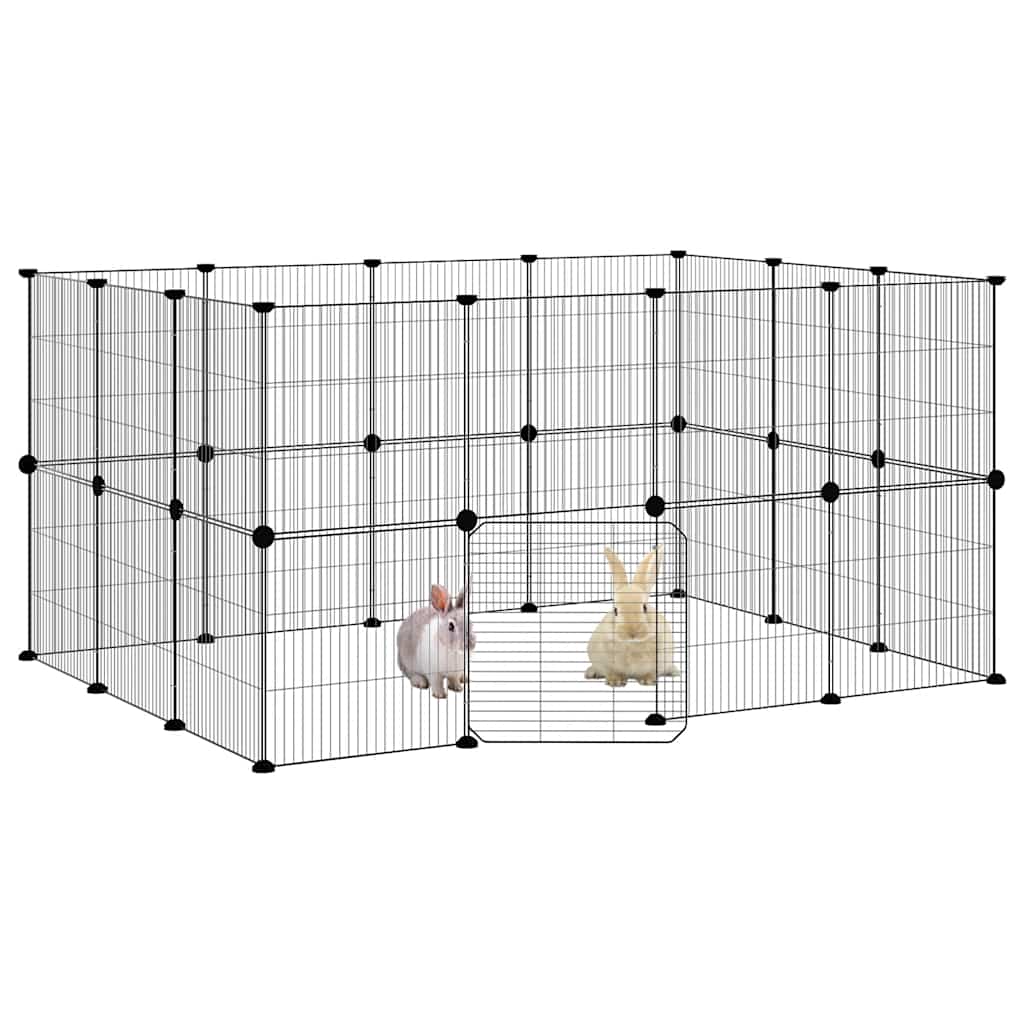 Vidaxl Pets Cage con puerta 28 paneles 35x35 cm de acero negro