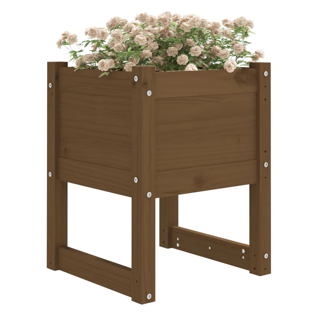 Vidaxl Planning Box 40x40x52.5 cm de pino sólido marrón marrón