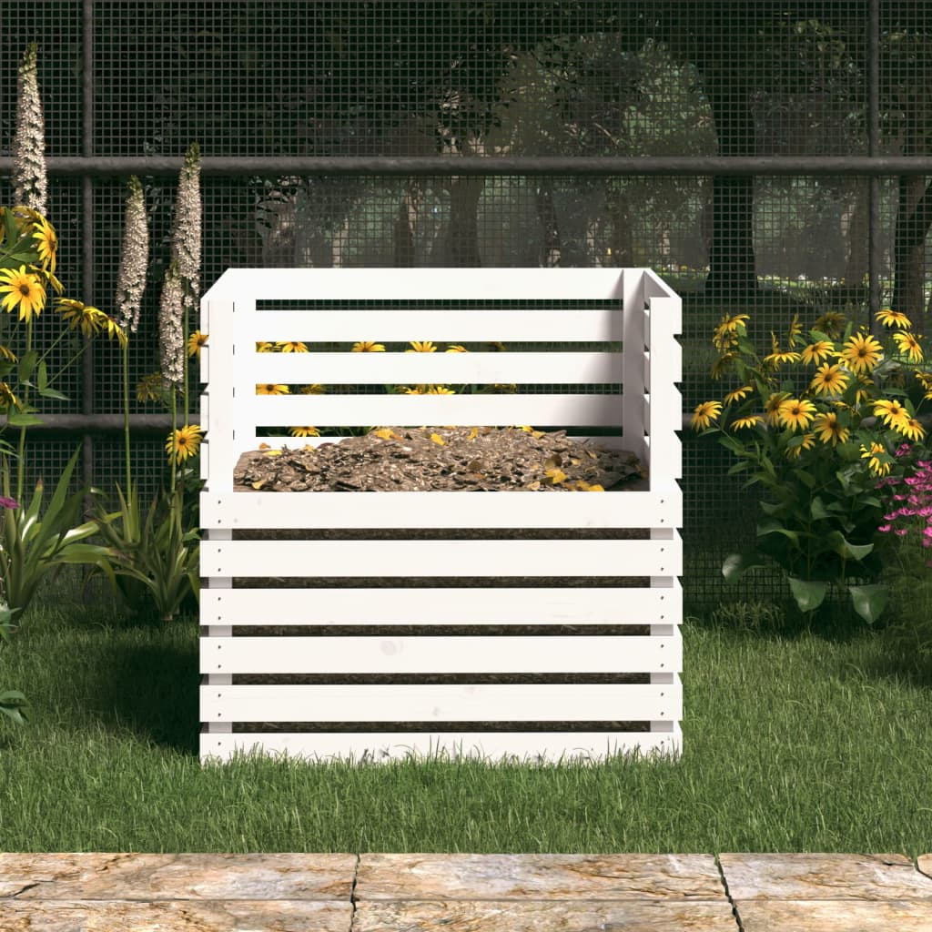 Vidaxl Compost Bin 80x80x78 cm Pino solido bianco