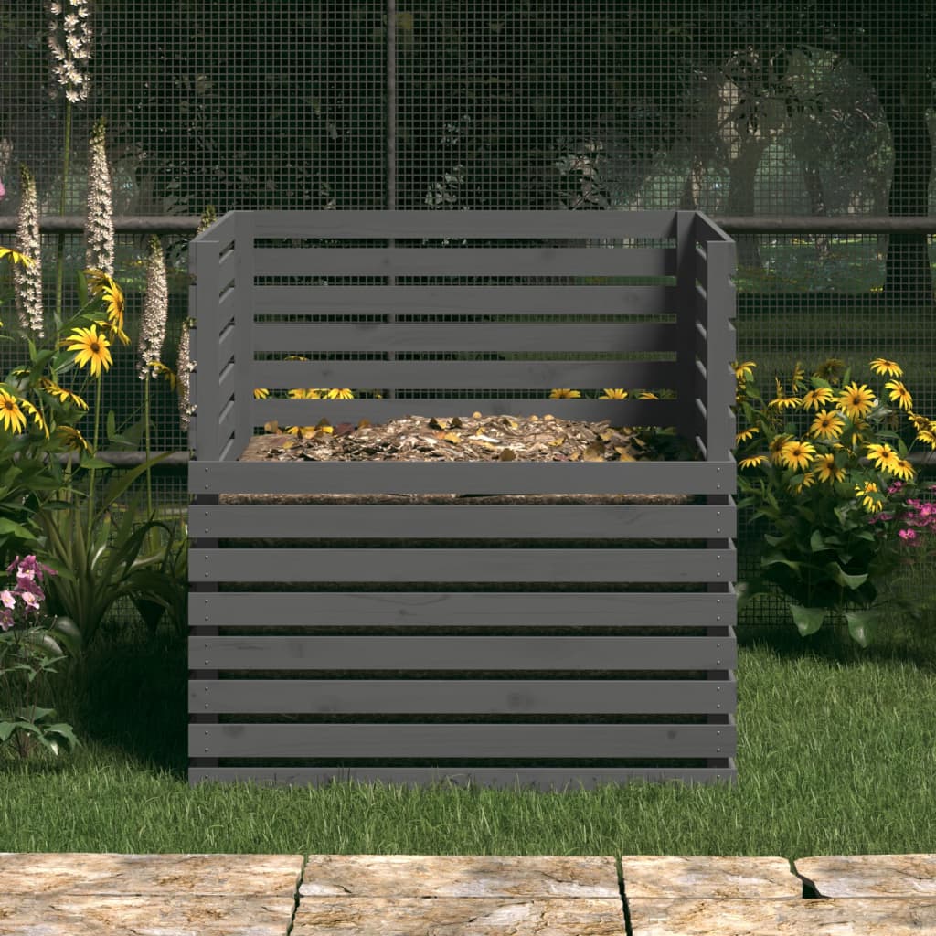 Vidaxl Compost Bin 100x100x102 cm Pinna solido grigio