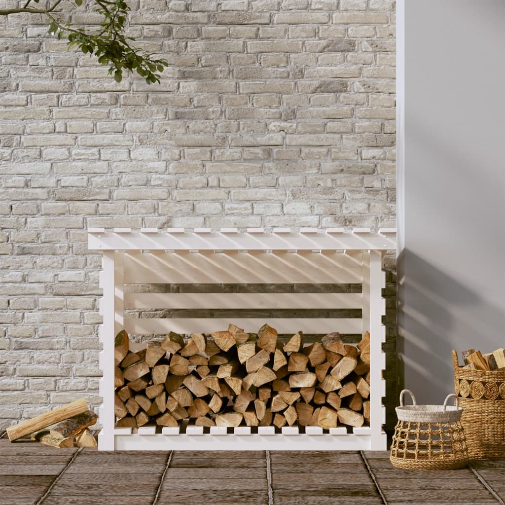 Vidaxl Fireplace Trek 108x73x79 cm de pino sólido blanco