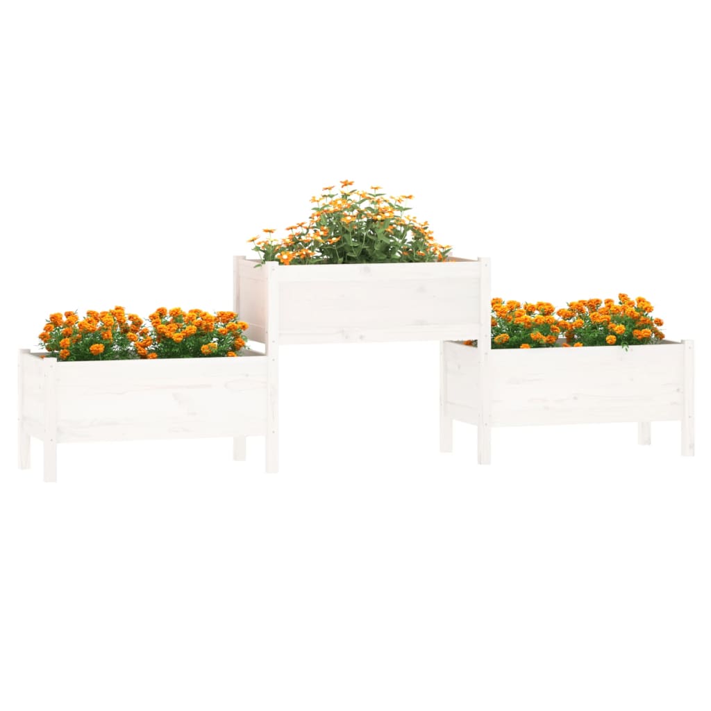 Vidaxl Planning Box 245.5x44x75 cm de pino sólido blanco